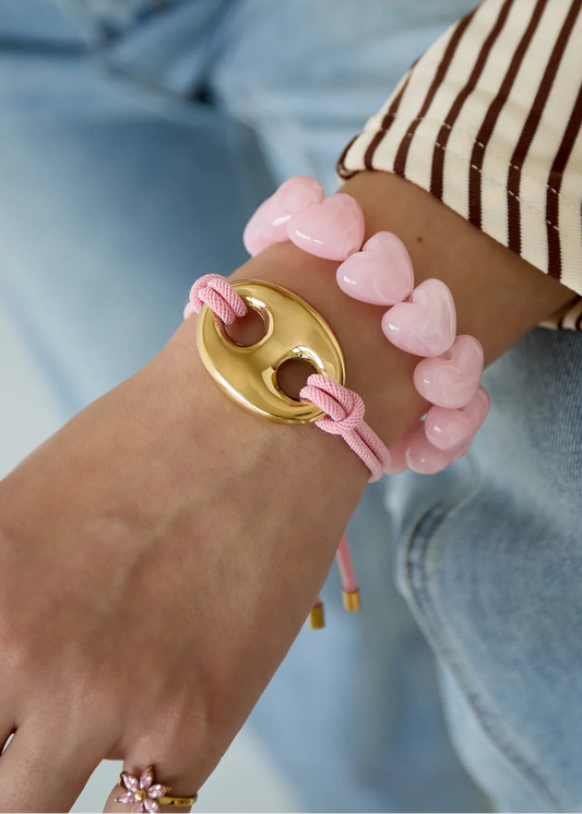 Grote kralenarmband lichtroze acryl kralen