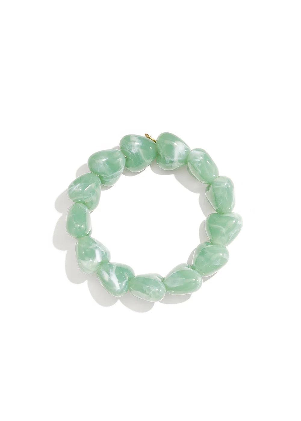 Grote kralenarmband mintgroene harten kralen