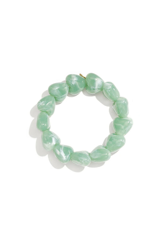 Grote kralenarmband mintgroene harten kralen