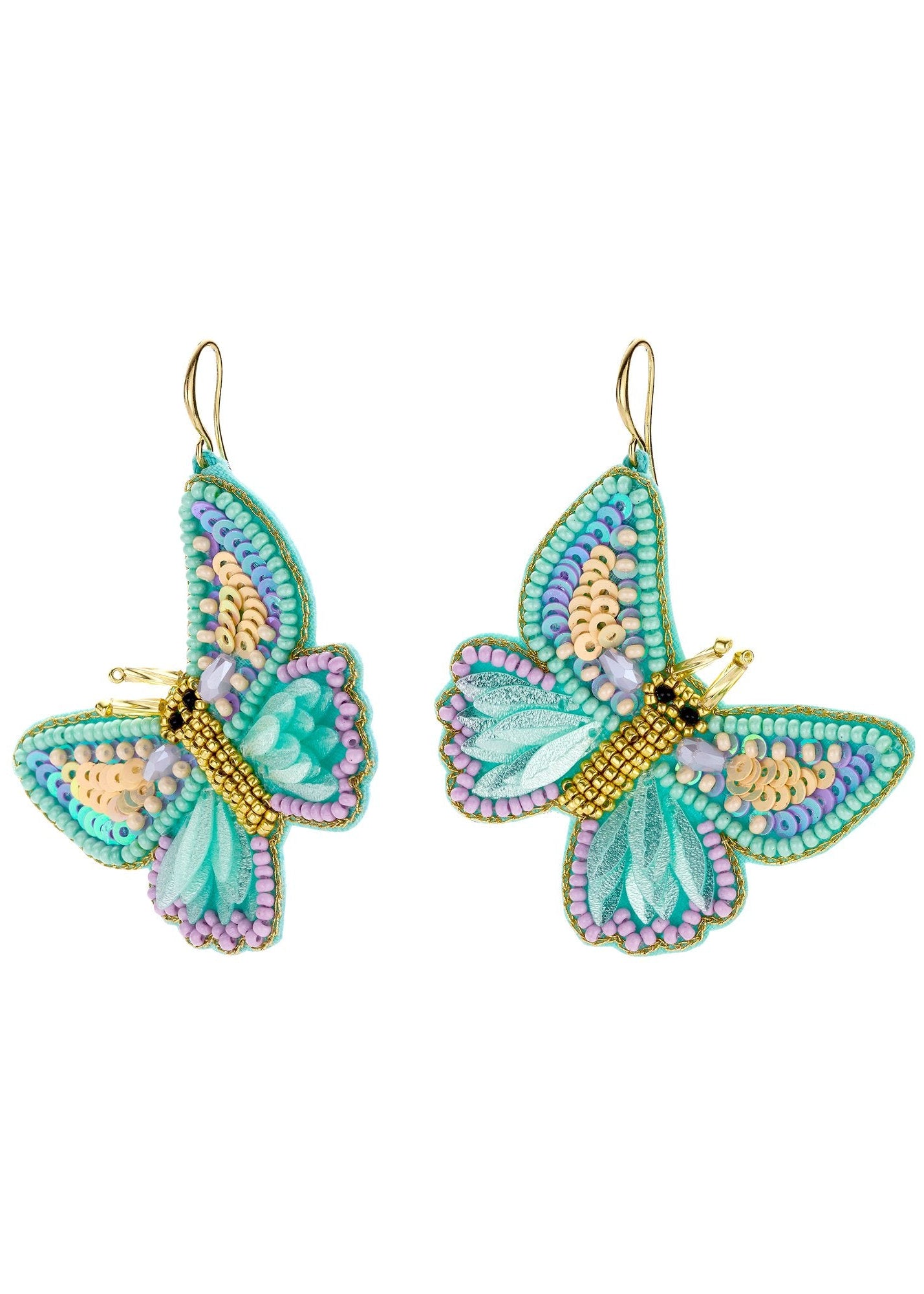 Grote oorbellen vlinders kralen turquoise lichtpaars