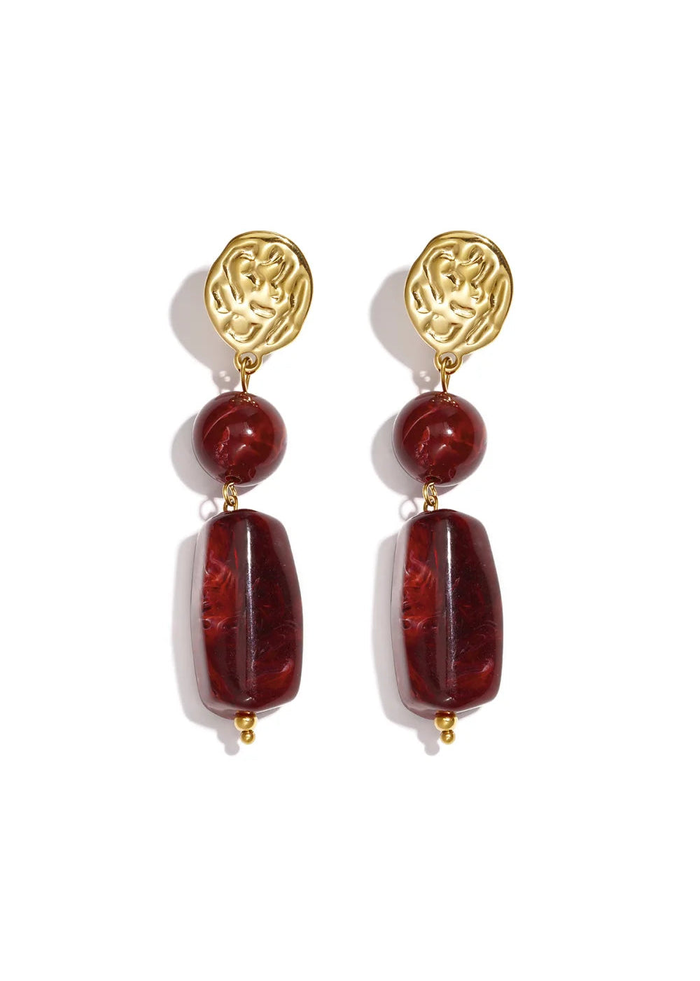 Grote oorhangers met donkerrode burgundy kralen