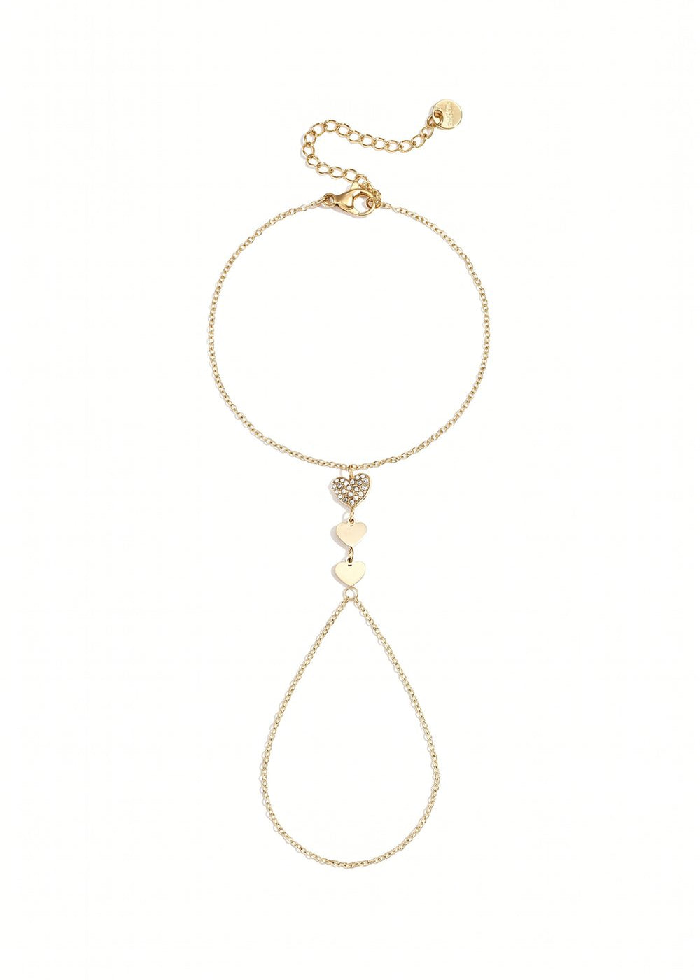 Gouden handchain met hartjes rvs handketting
