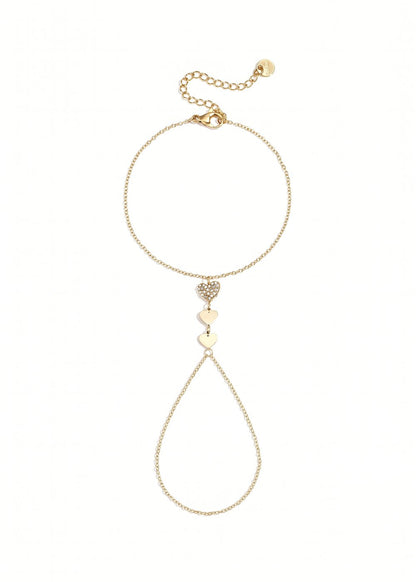 Gouden handchain met hartjes rvs handketting