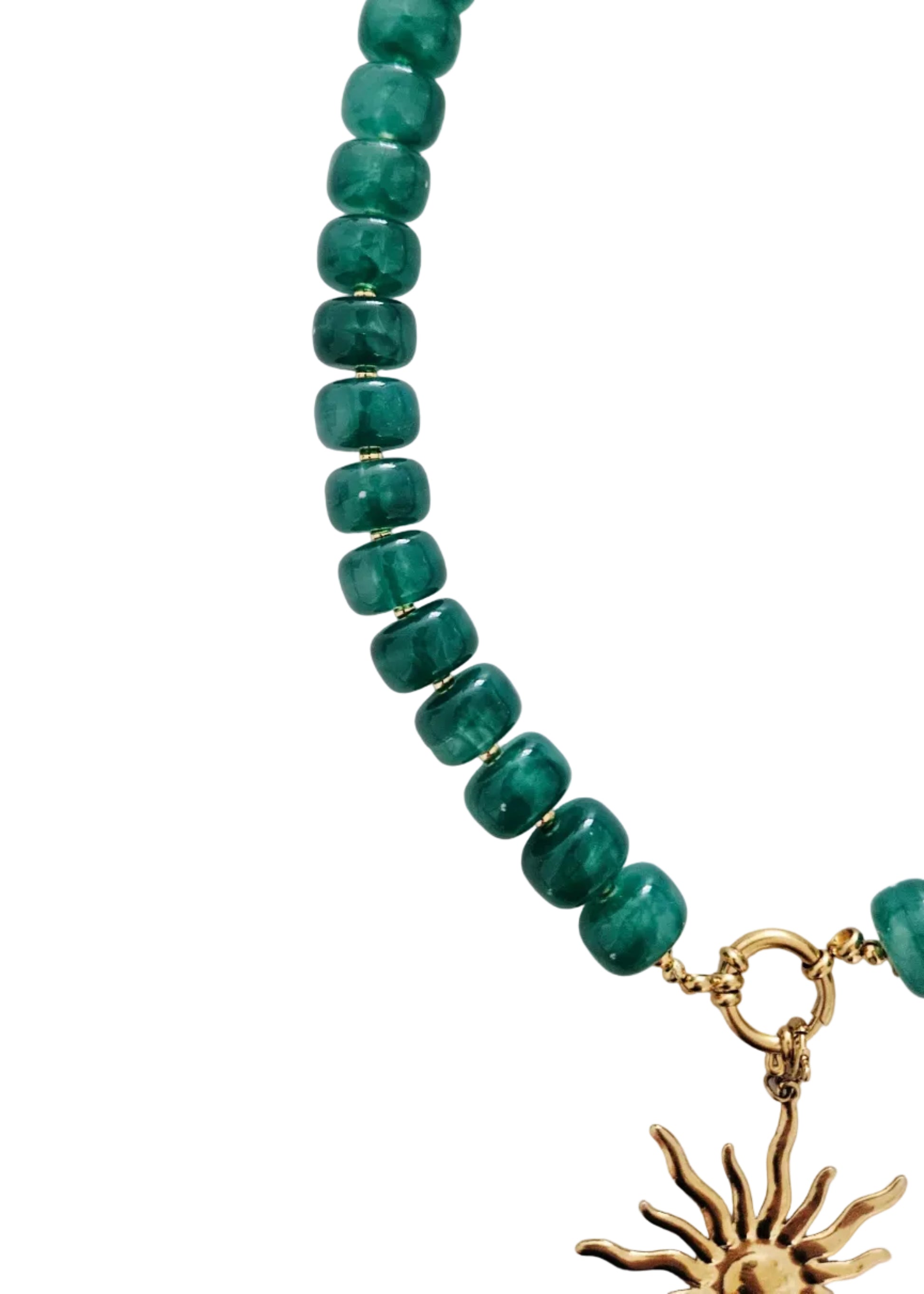 Handgemaakte ketting van by anoor met ronde groene kralen