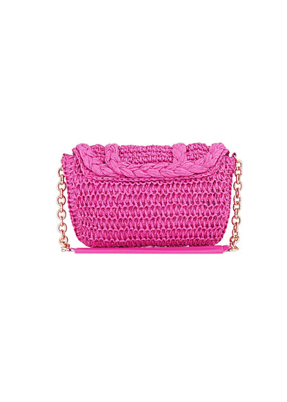 Handtas roze rotan bamboo roze goud