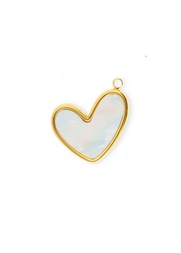 Hanger bedel rvs goud hart parelmoer