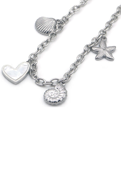 Ketting bedels zilver rvs schelpen zomer