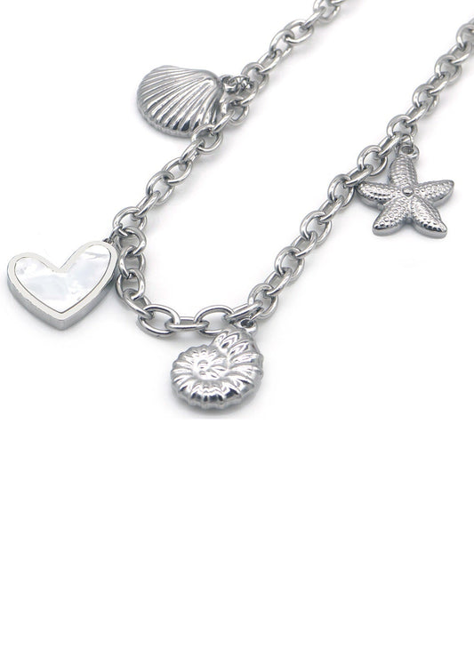 Ketting bedels zilver rvs schelpen zomer