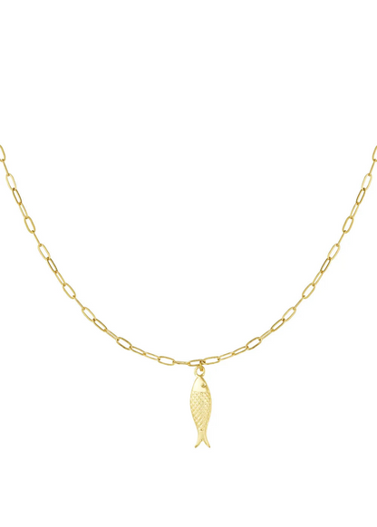 Ketting goud stainless steel met vis