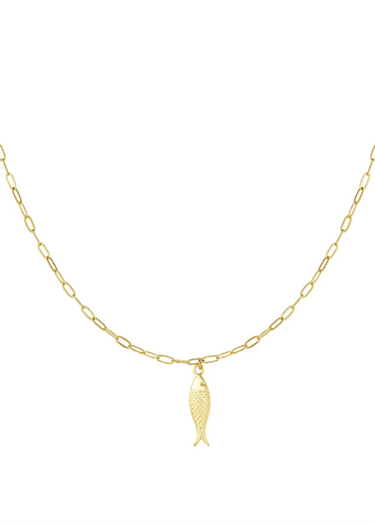 Ketting goud stainless steel met vis