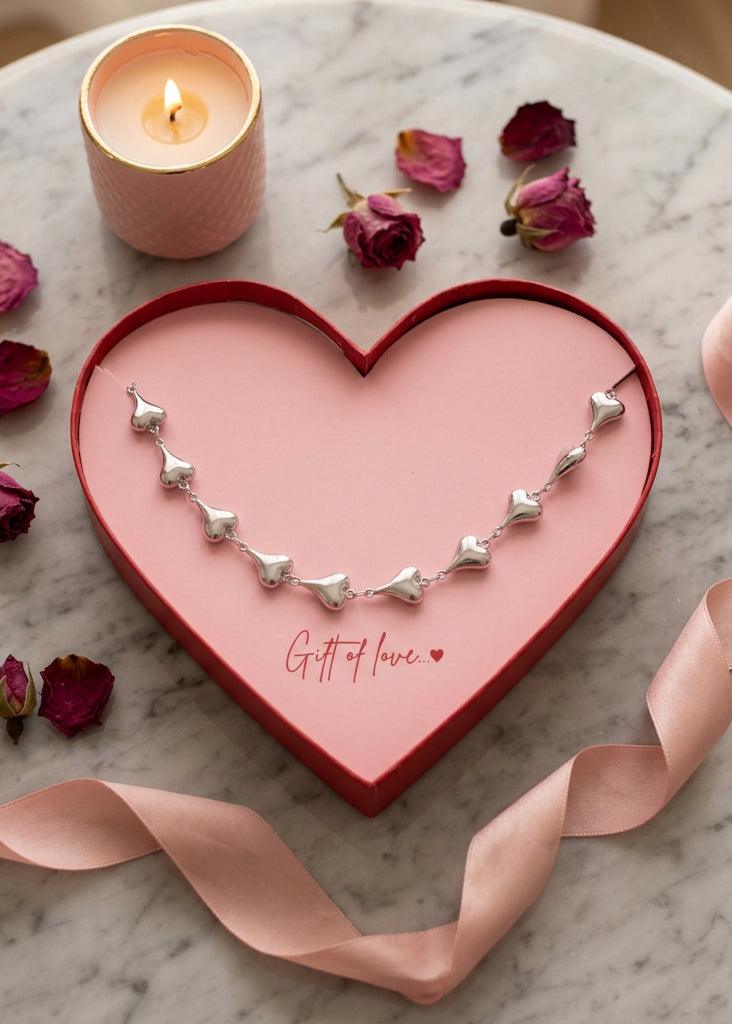 ketting hartjes sieradendoos cadeau feestdagen