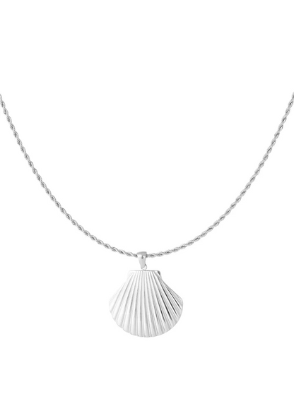 Ketting zilver gredraaid RVS stainless steel schelp
