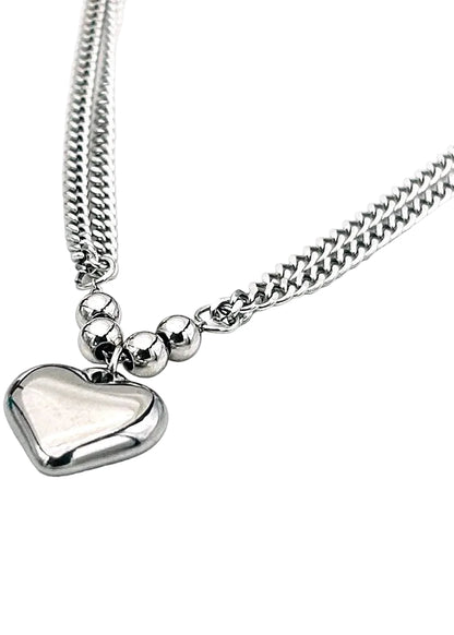 Dikke ketting zilver rvs bedel hart 