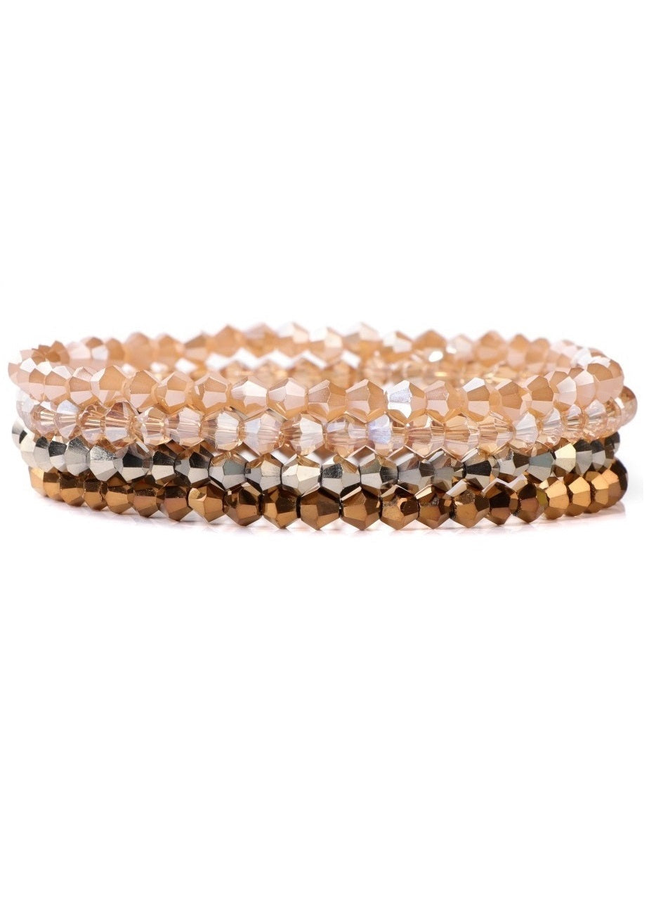 Kralenarmbandjes facetkralen 4 mm goud bruin