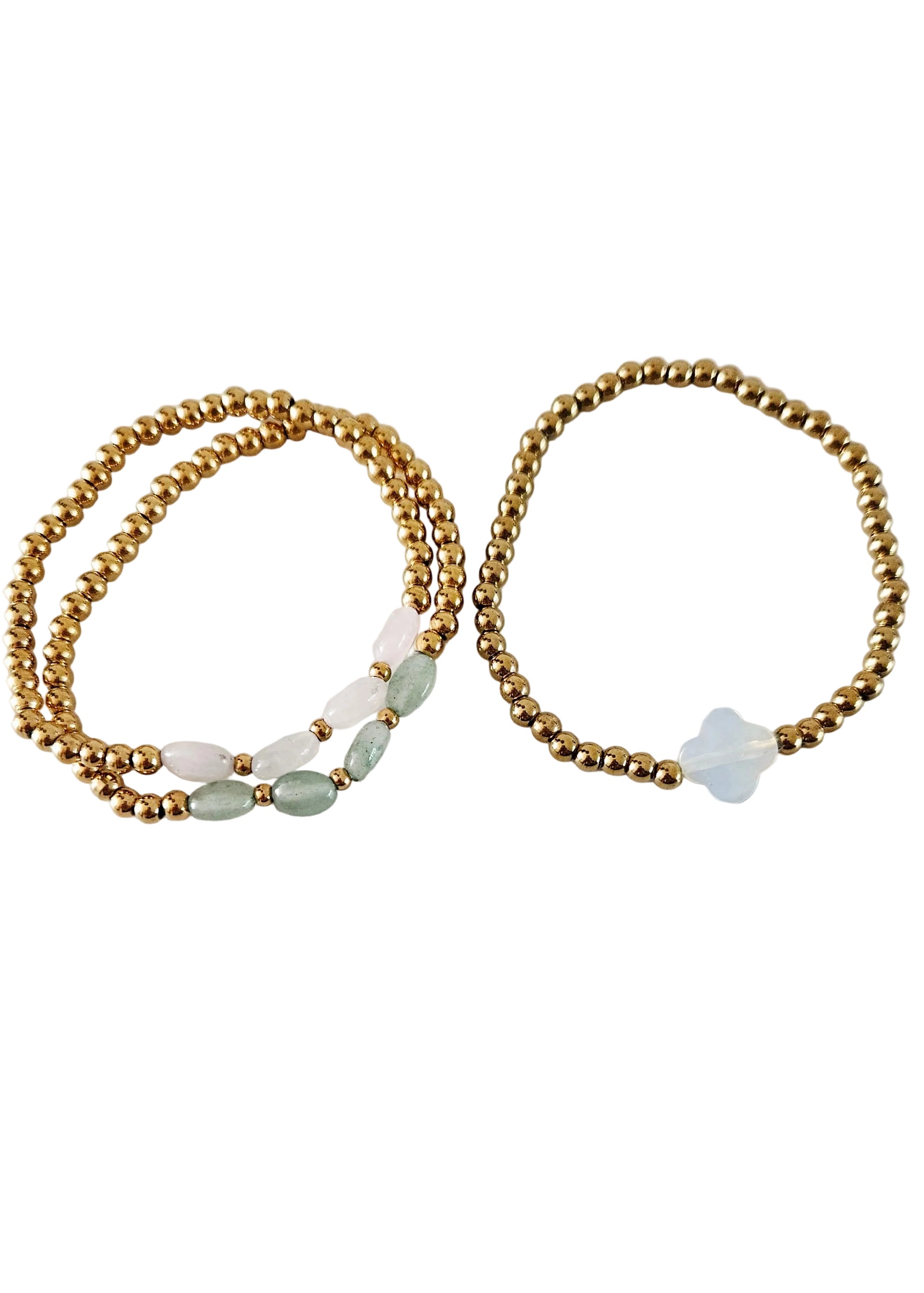 Kralenarmbandjes goud met steentjes rvs