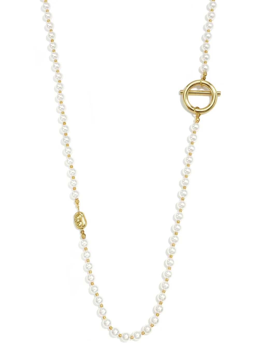 Lange ketting parels goud rvs stainless steel