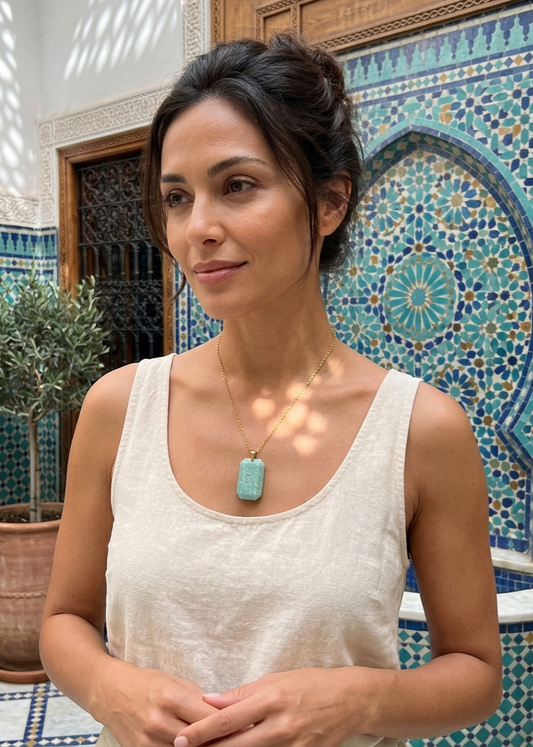 Lnage ketting turquoise natuursteen edelsteen