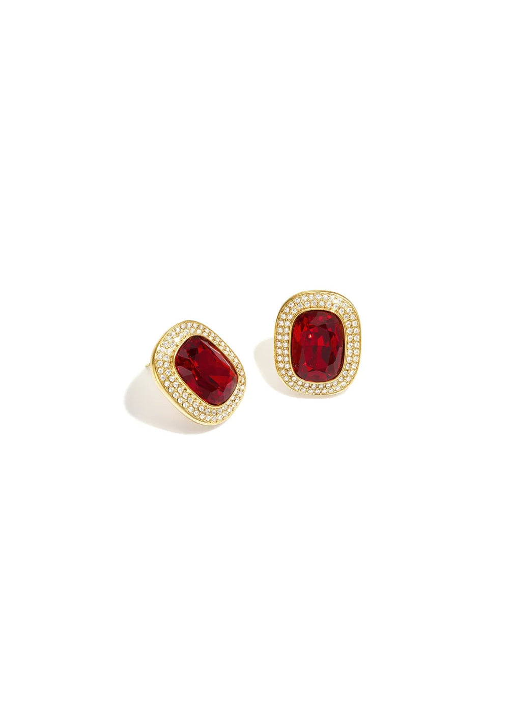 Luxe chique grote ovale oorstekers met grote steen burgundy donkerrood