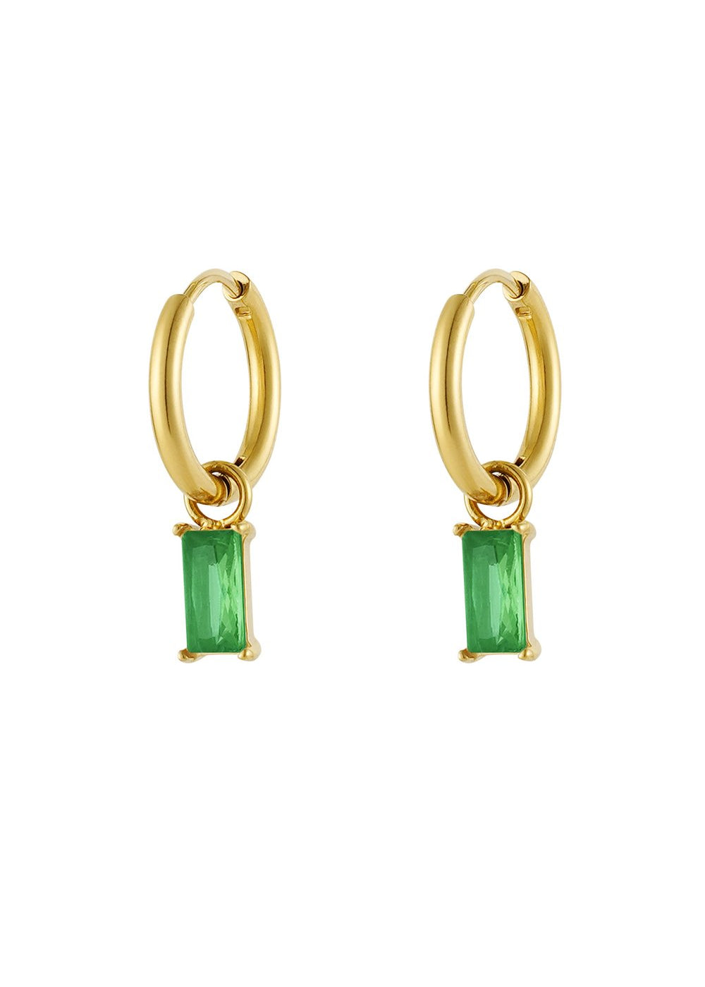 Luxe oorringen jade goud met groene steentjes