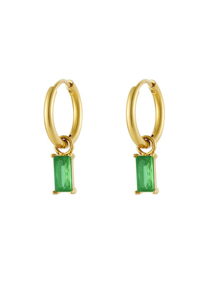 Luxe oorringen jade goud met groene steentjes