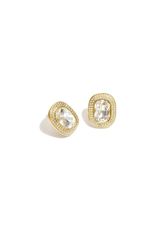 Luxe oorstekers met grote steen en kleine steentjes by anoor