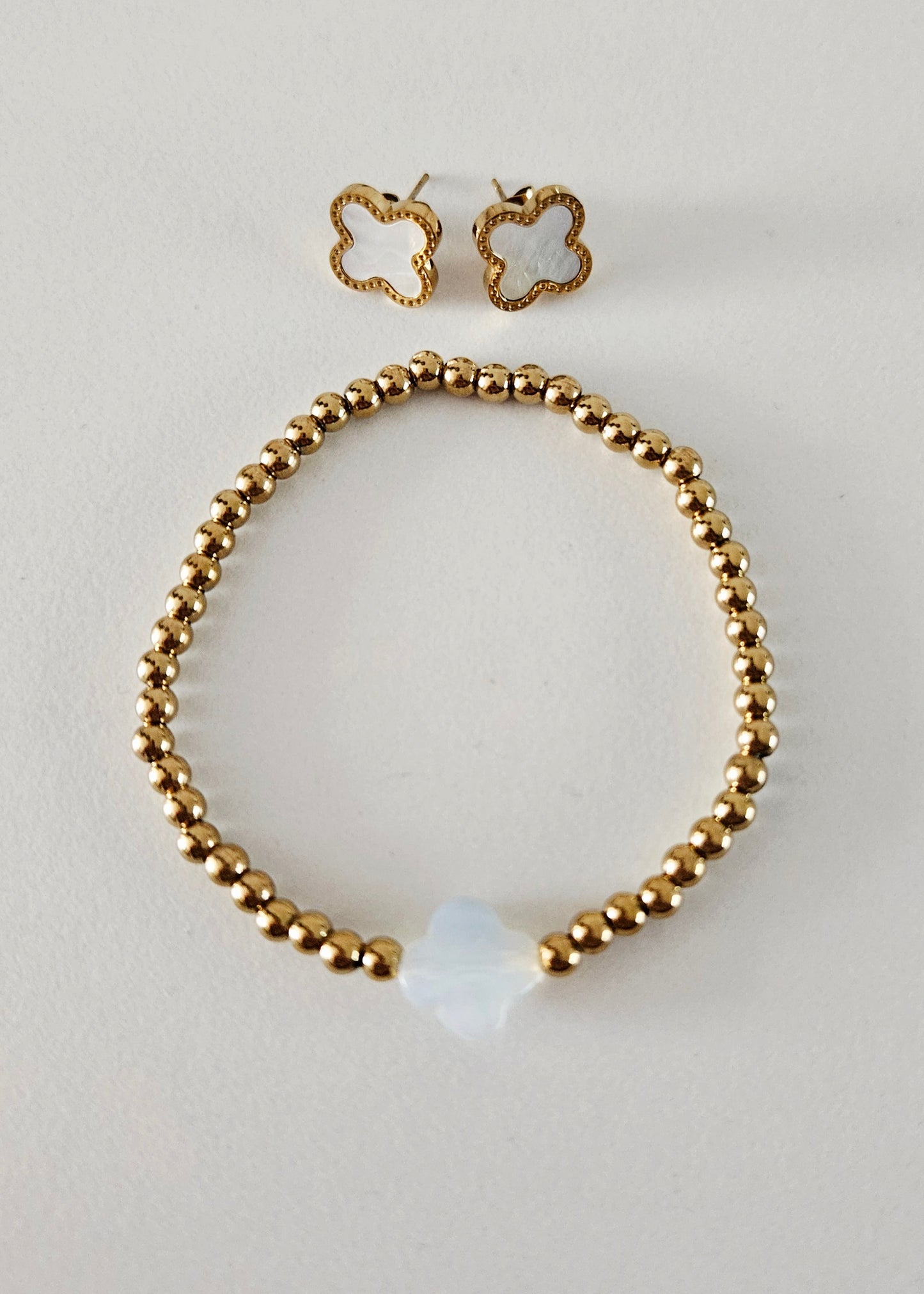Oorbellen armband clover goud klaver