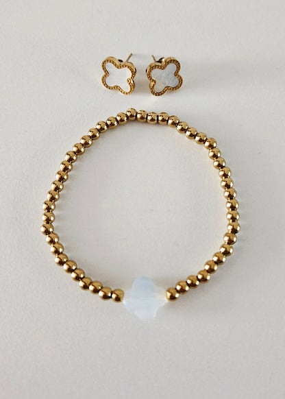 Oorbellen armband clover goud klaver