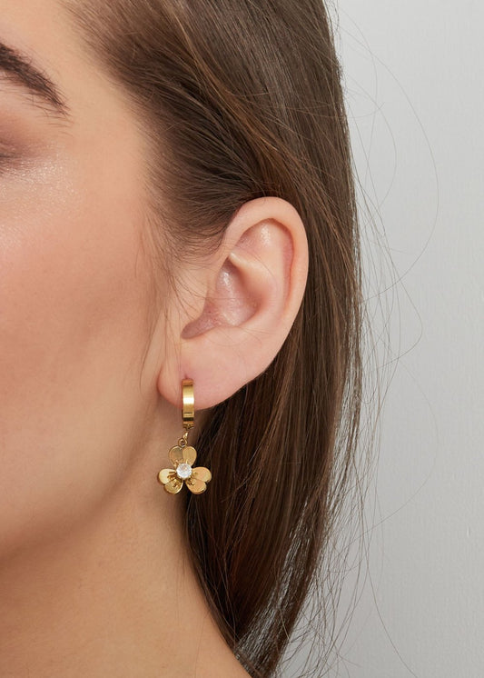 Oorbellen bloemen goud stainless steel