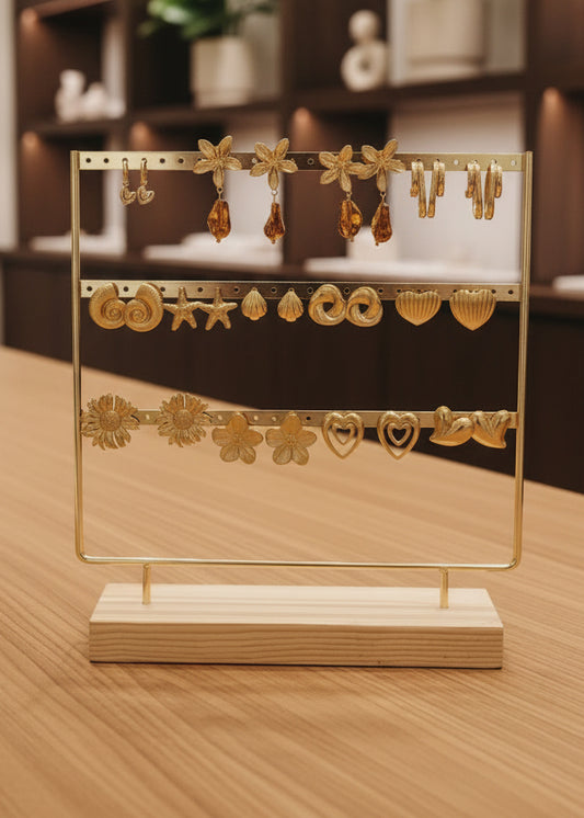 Oorbellendisplay met grote stainless steel oorbeleln