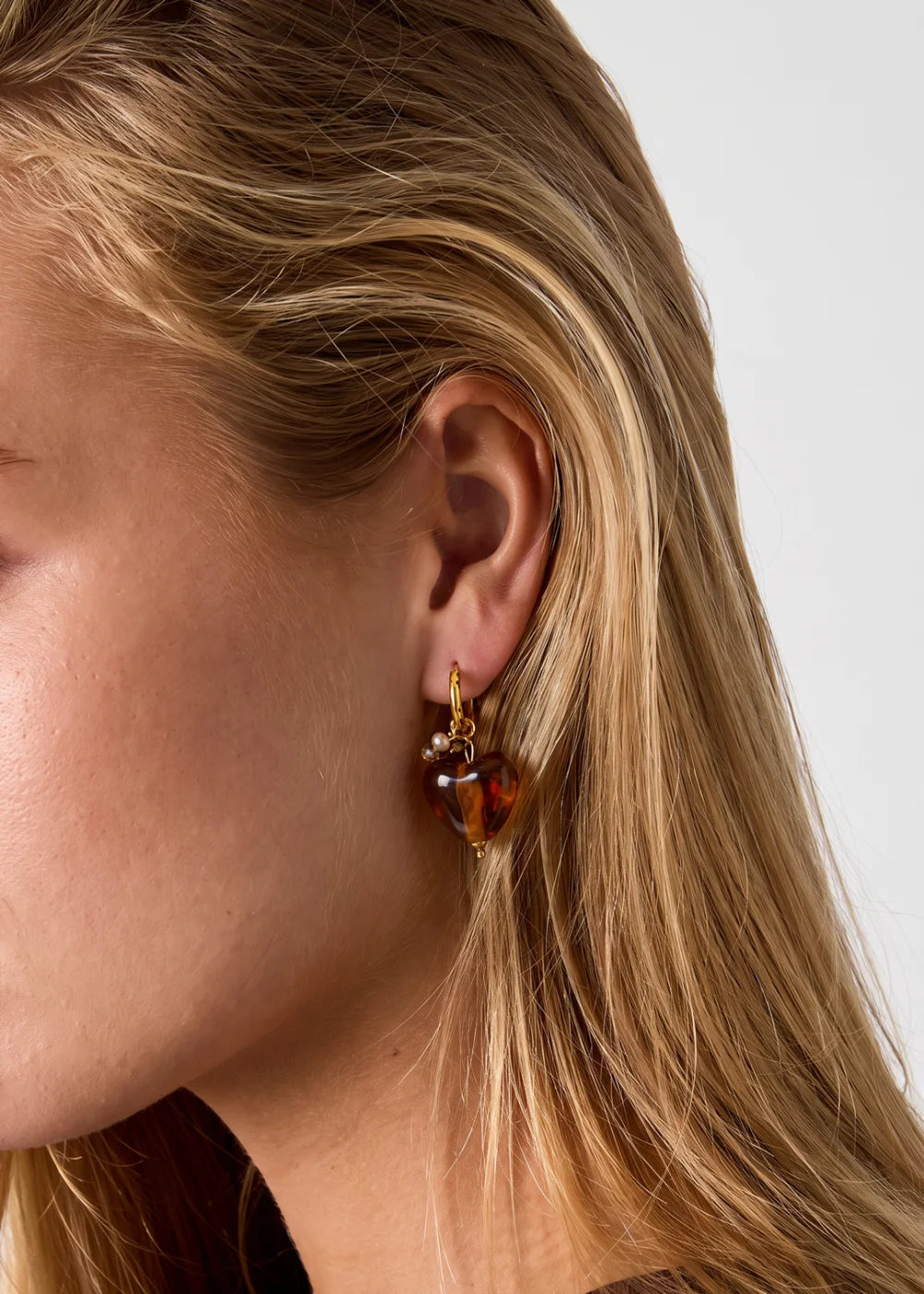 Oorbellen hartjes bruin kralen herfstcollectie