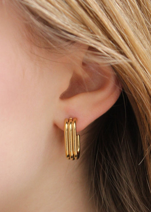 Oorbellen rechthoek oorhangers goud