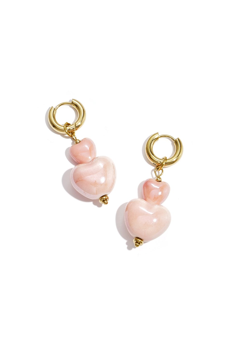 Oorbellen roze kleine hartjes oorringen goud