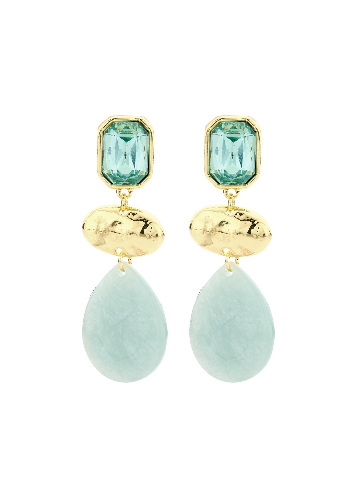 Oorhangers Biba turquoise lichtblauw druppelvormige stenen