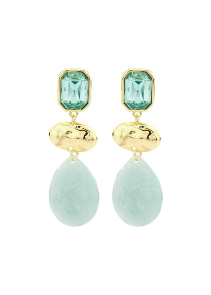 Oorhangers Biba turquoise lichtblauw druppelvormige stenen