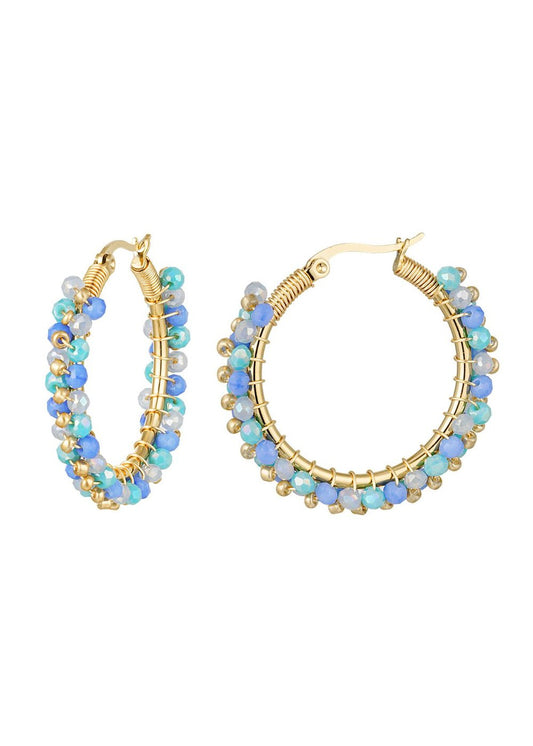 Oorringen kralen lichtblauwe blauw kralen