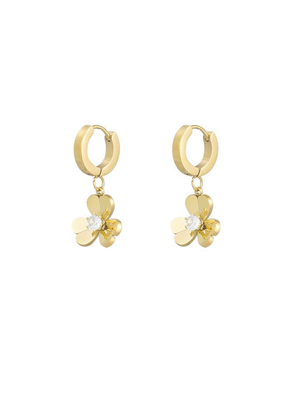 Oorringen Rvs gouden bloemen
