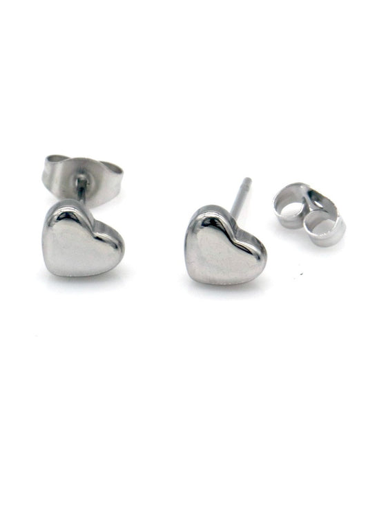Oorbellen oorstekers zilver rvs hartjes