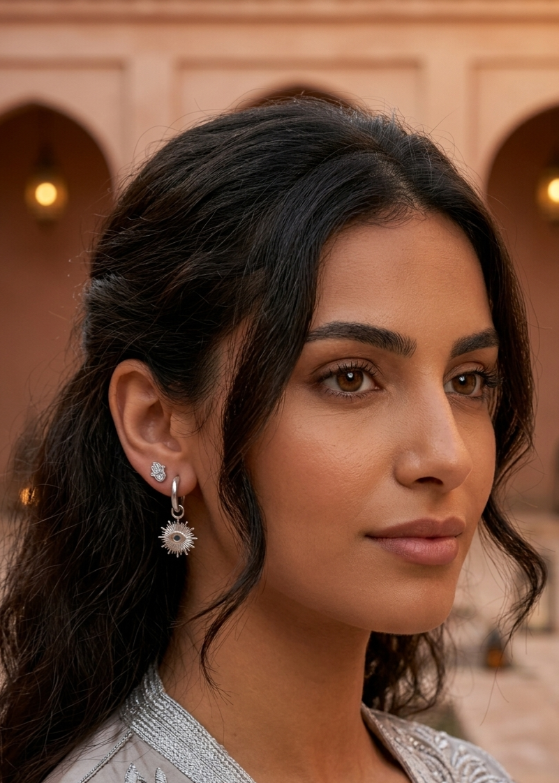 Oorstekers zilver hamsa hand van fatima