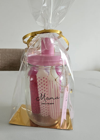 Origineel cadeauset moederdag kaarsen