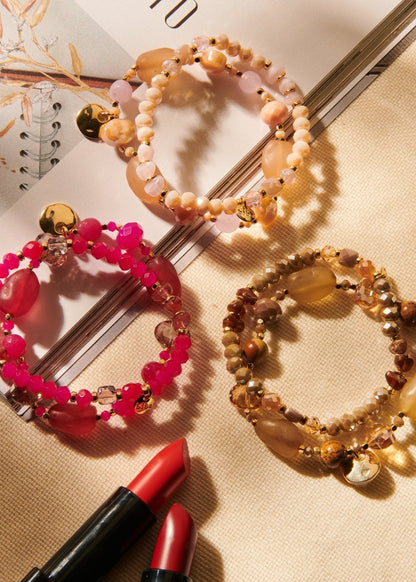 Set kralenarmbandjes beige by anoor