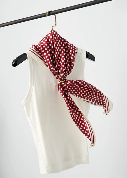 Sjaal rood wit stippen driehoek hippe polka dots