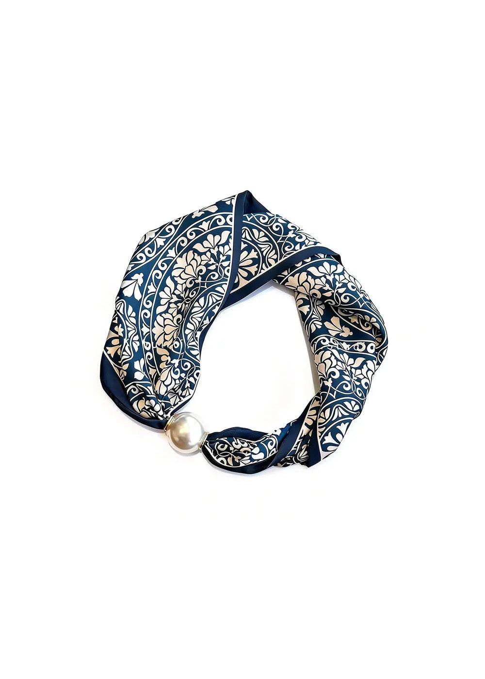 Sjaaltje blauw beige bloemenpatroon magneet