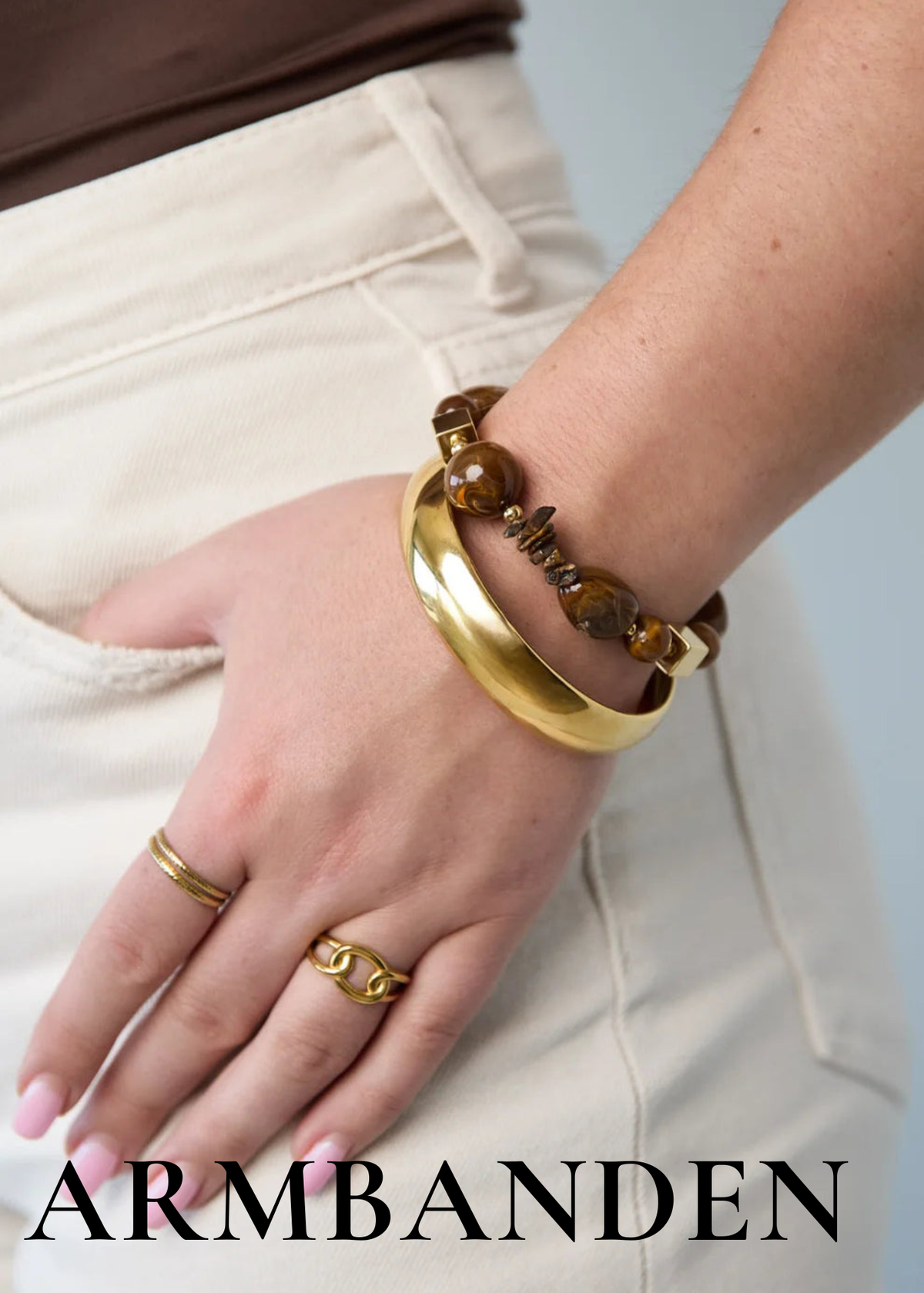 Stainless steel armbanden goud zilver armcandy kralenarmband