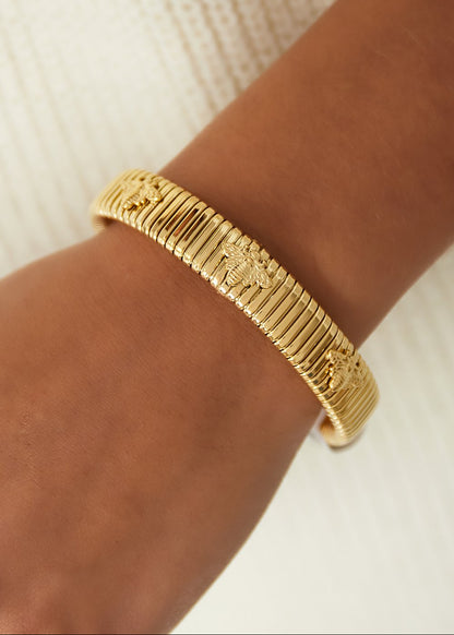 Statement armband goud rvs bijen