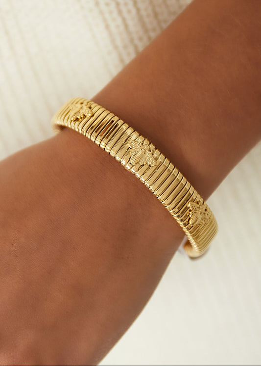 Statement armband goud rvs bijen