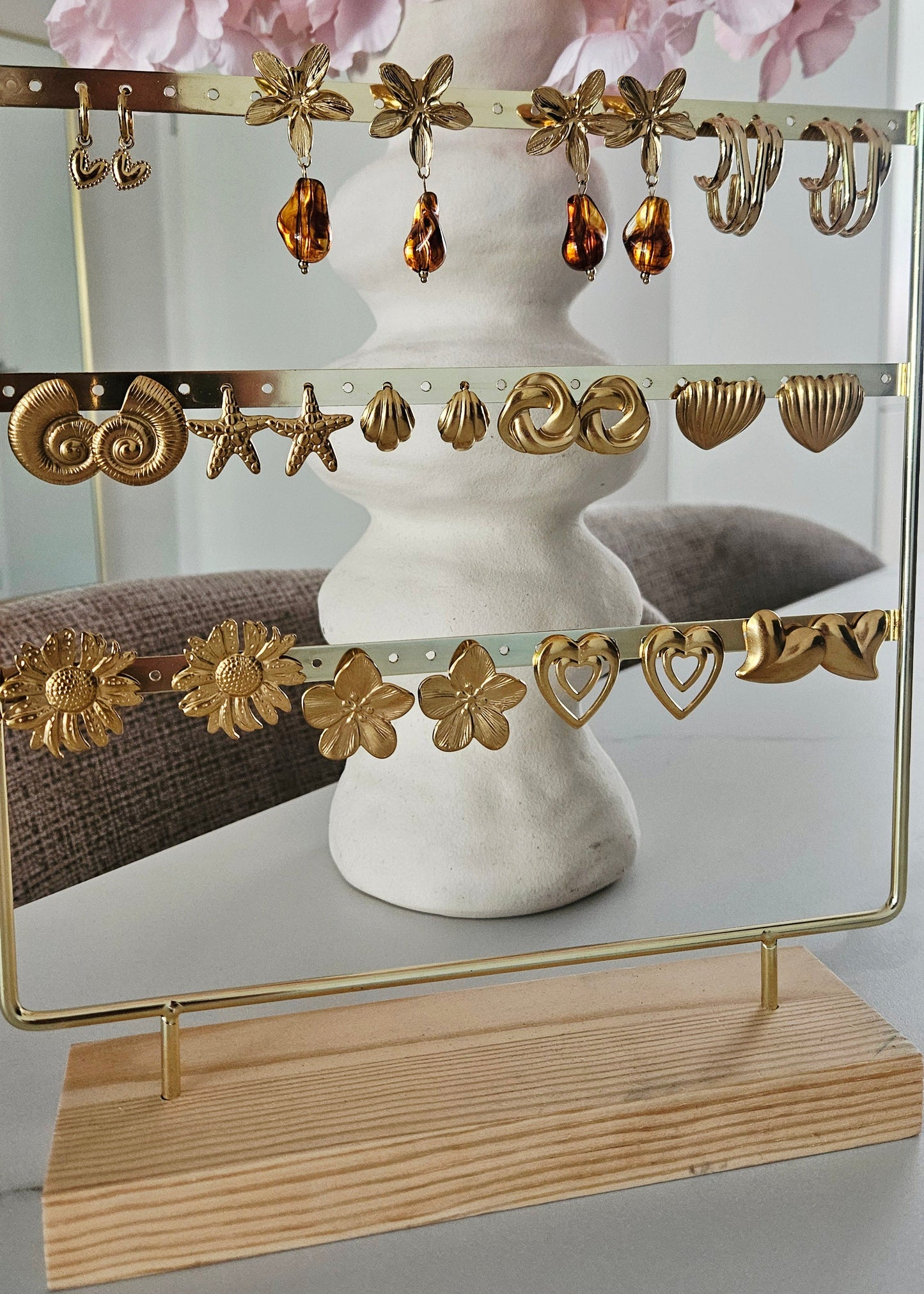 Waterproof oorbellen goud rvs schelpen hartjes