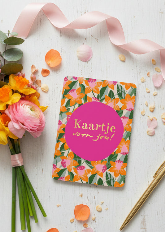 Wenskaartje kaartje voor jou bloemen