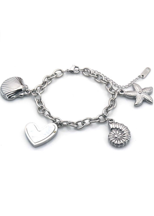 Zilveren armband bedels charms schelpen zee