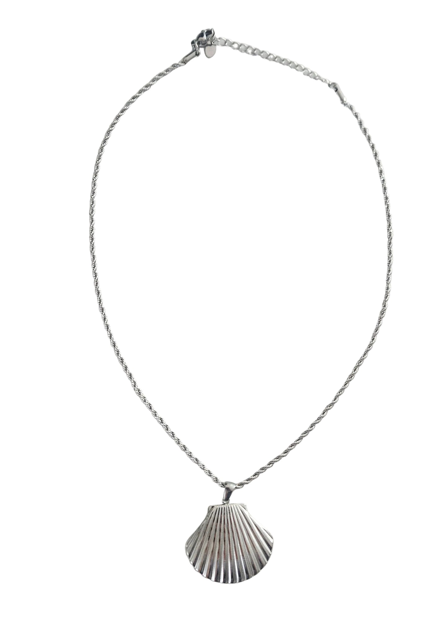 Zilveren ketting stainless steel grote schelp