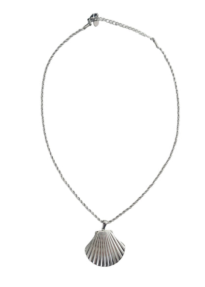 Zilveren ketting stainless steel grote schelp